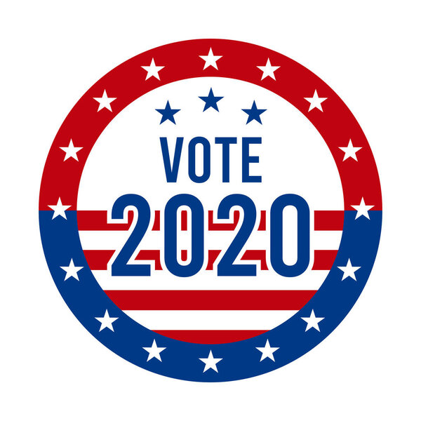 2020 Presidential Election Vote Badge - United States of America. USA Patriotic Symbol - American Flag. Democratic / Republican Support Pin, Emblem, Stamp or Button. November 3