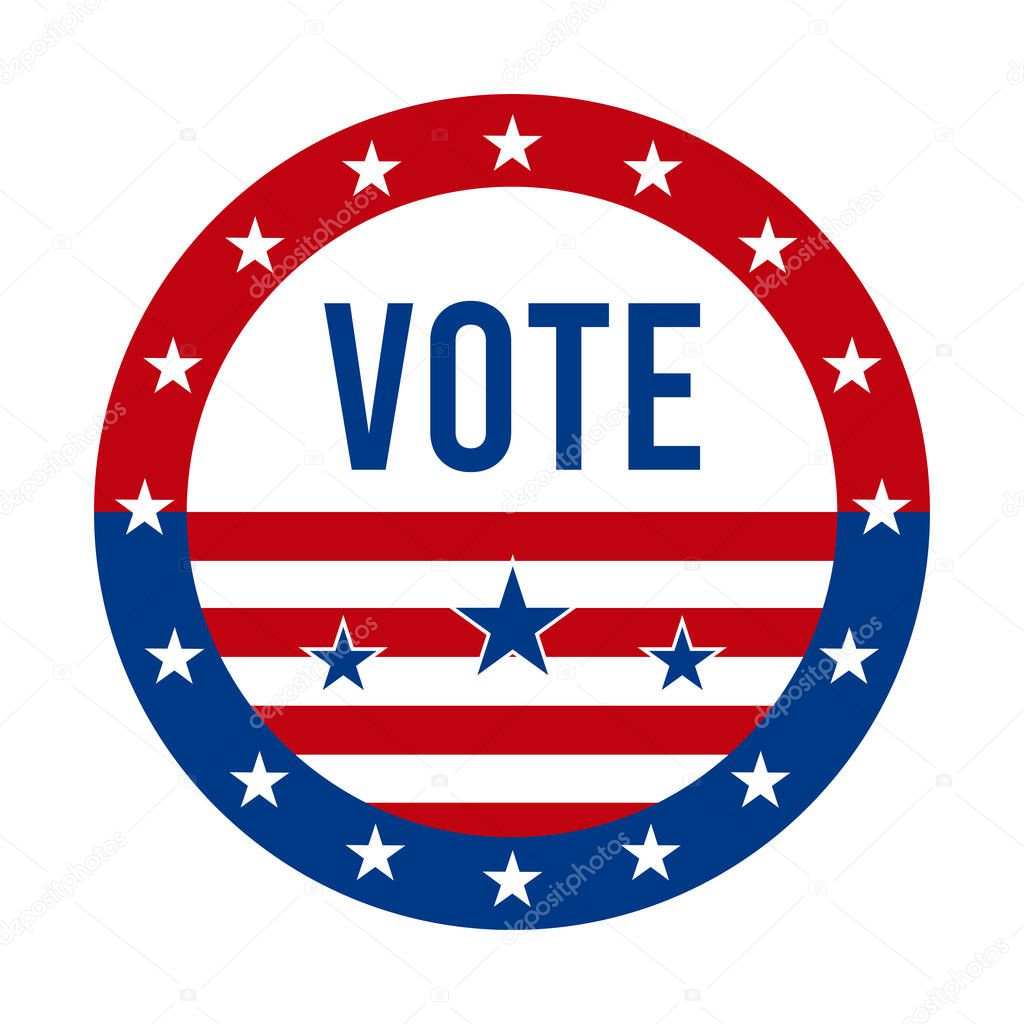 2020 Presidential Election Vote Badge - United States of America. USA Patriotic Symbol - American Flag. Democratic / Republican Support Pin, Emblem, Stamp or Button. November 3