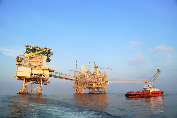 Plataforma Construcción Offshore Para Producción Petróleo Gas Industria Del Petróleo — Foto de Stock