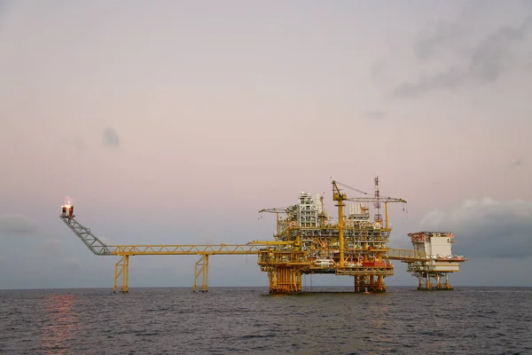 Plataforma Construcción Offshore Para Producción Petróleo Gas Industria Del Petróleo — Foto de Stock