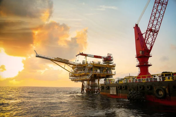 Offshore Bauplattform Zur Förderung Von Und Gas Und Gasindustrie Und — Stockfoto
