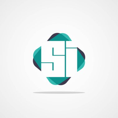 İlk harf Si Logo tasarım şablonu