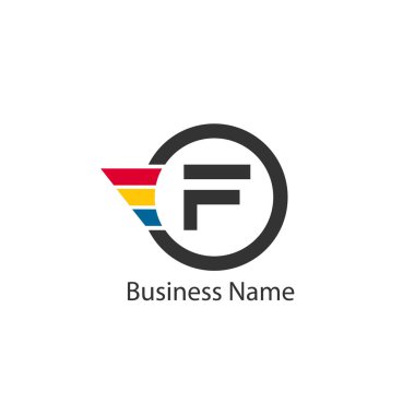 F harfi Logo tasarım şablonu