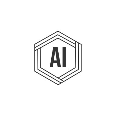 İlk harf AI Logo tasarım şablonu