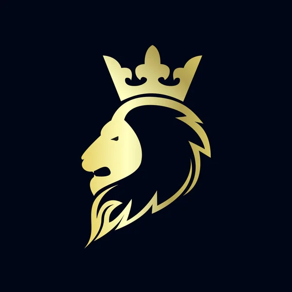 Lion Tête Avec Couronne Gold Logo Vecteur — Image vectorielle
