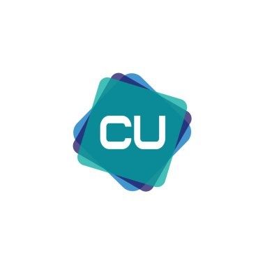 İlk harf Cu Logo tasarım şablonu