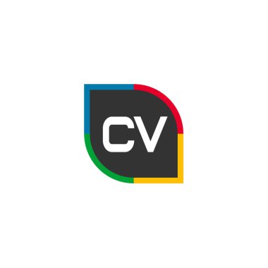İlk harf Cv Logo tasarım şablonu