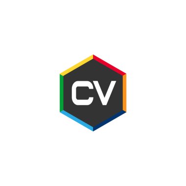 İlk harf Cv Logo tasarım şablonu