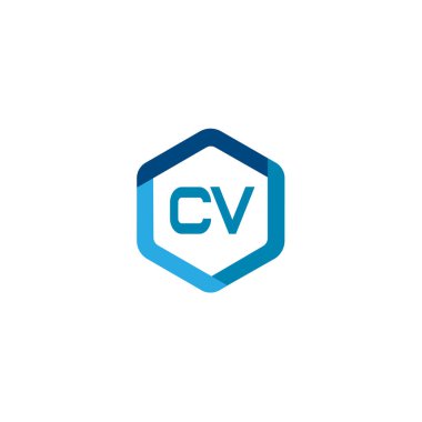 İlk harf Cv Logo tasarım şablonu
