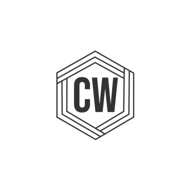 İlk Harf CW Logo Şablonu Tasarımı