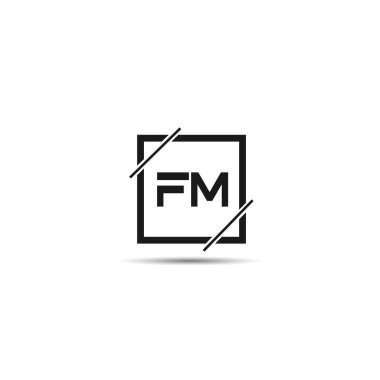 İlk harf Fm Logo tasarım şablonu