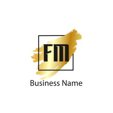 İlk harf Fm Logo tasarım şablonu
