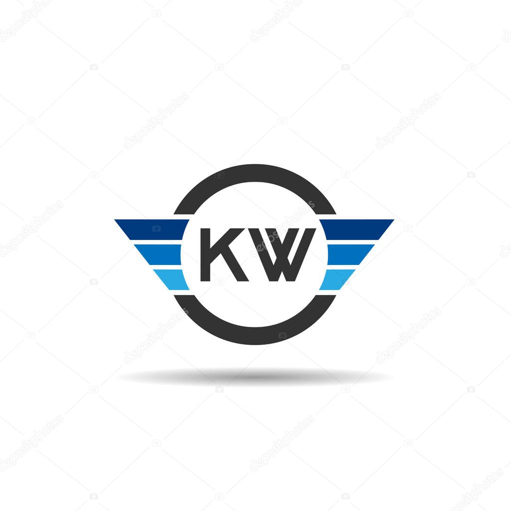 Initial Letter KW Logo Template Design