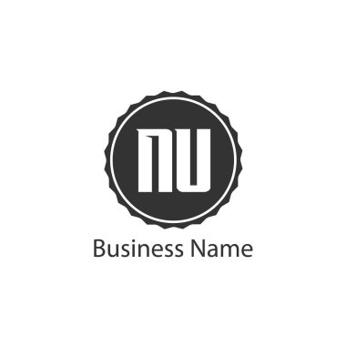 İlk harf Nu Logo tasarım şablonu