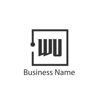 İlk harf Wu Logo tasarım şablonu