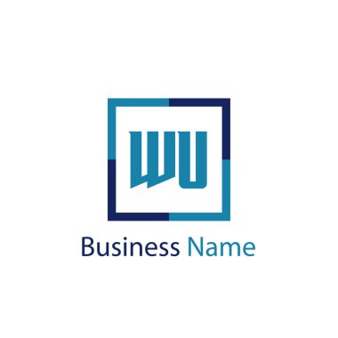 İlk harf Wu Logo tasarım şablonu