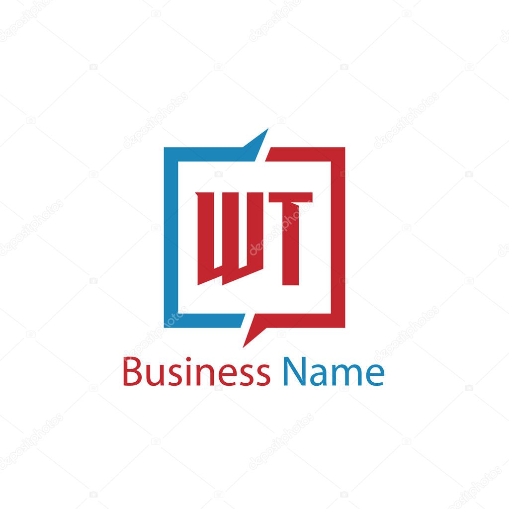Initial Letter WT Logo Template Design