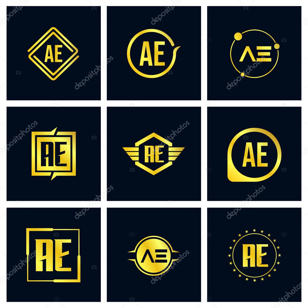 Initial Letter AE Logo Set Design