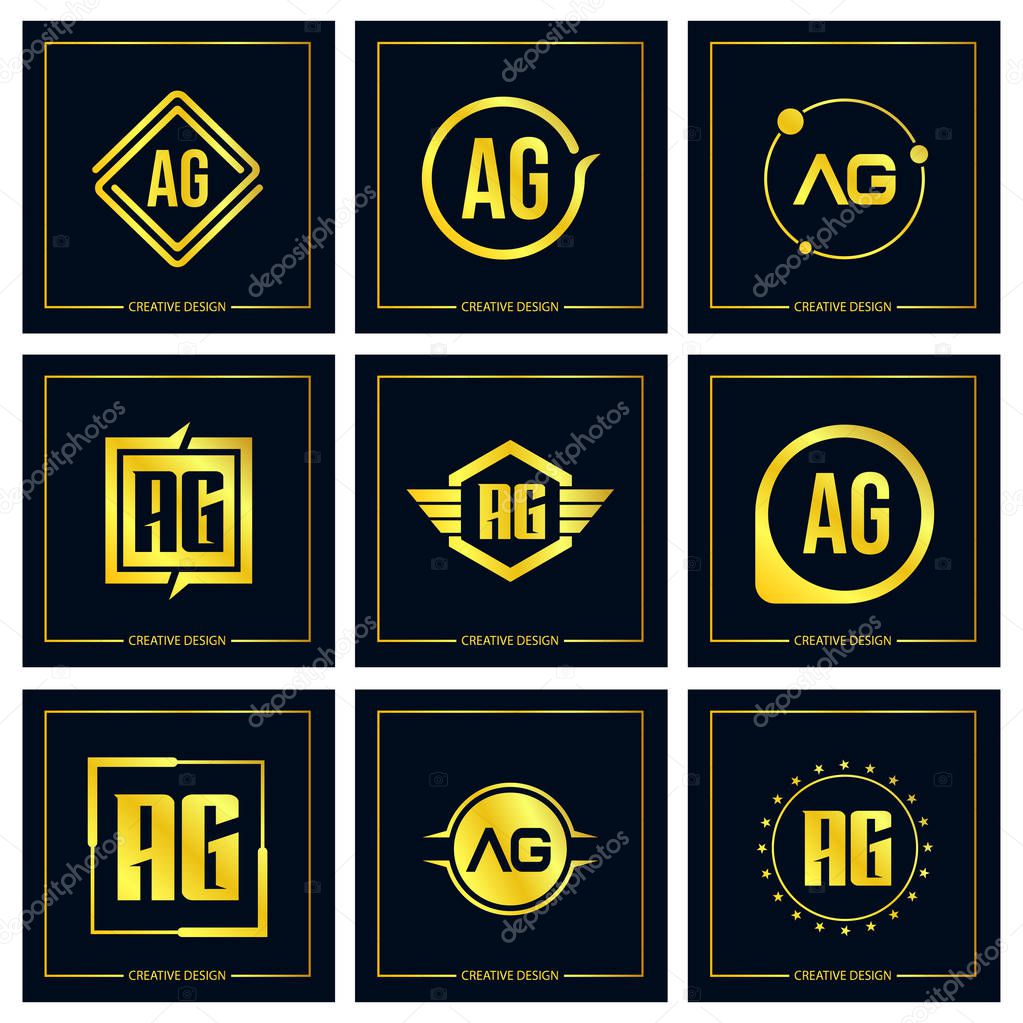Initial Letter AG Logo Set Design