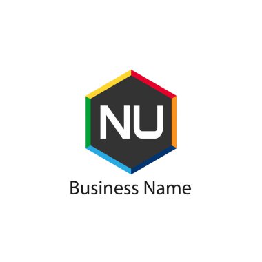 İlk harf Nu Logo tasarım şablonu