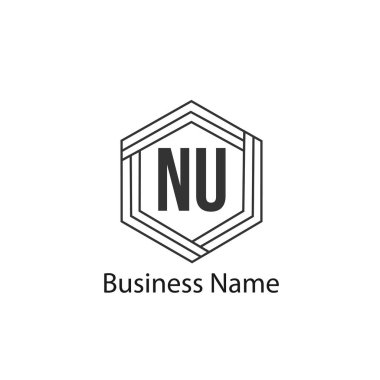 İlk harf Nu Logo tasarım şablonu