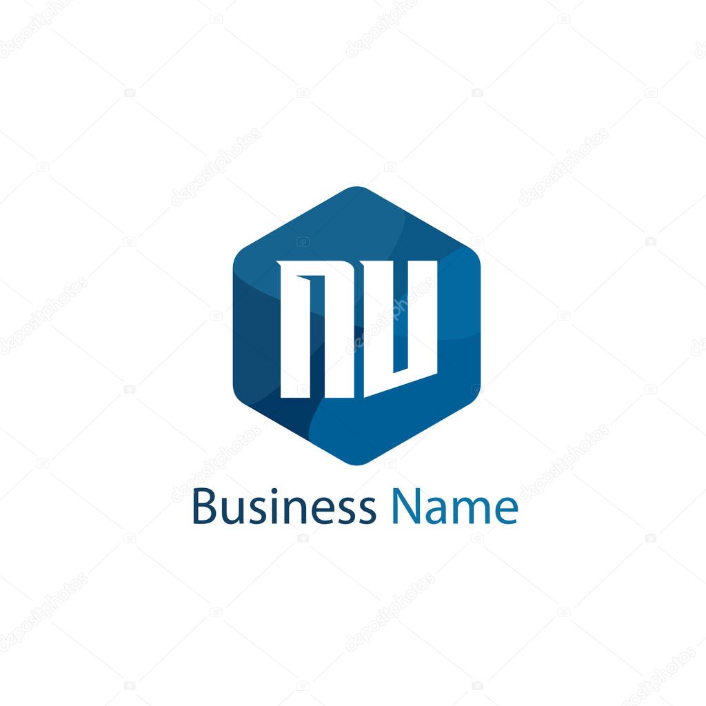 Initial letter NV logo template Design