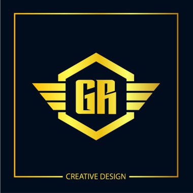 İlk harf Gr Logo tasarım şablonu