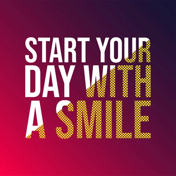 Inizia la giornata con un sorriso. Citazione di vita con vettore di sfondo moderno — Vettoriale Stock