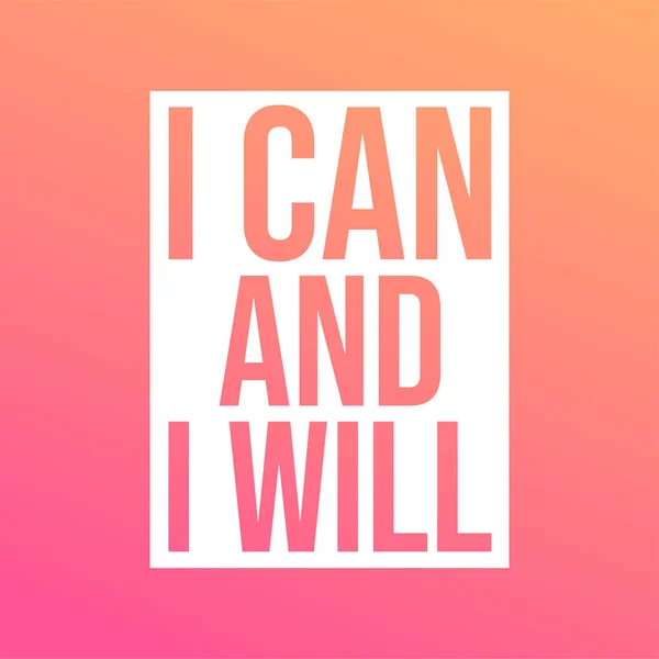 I can and i will. successful quote with modern background vector — Stock Vector