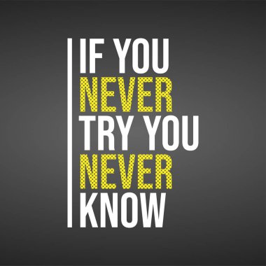 Eğer hiç denemezsen asla bilemezsin. Modern arkaplan vektörü ile motivasyon alıntısı