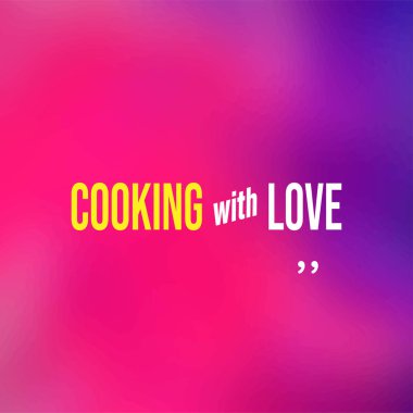 Aşkla yemek pişirmek. Modern arkaplan vektörü ile aşk alıntısı