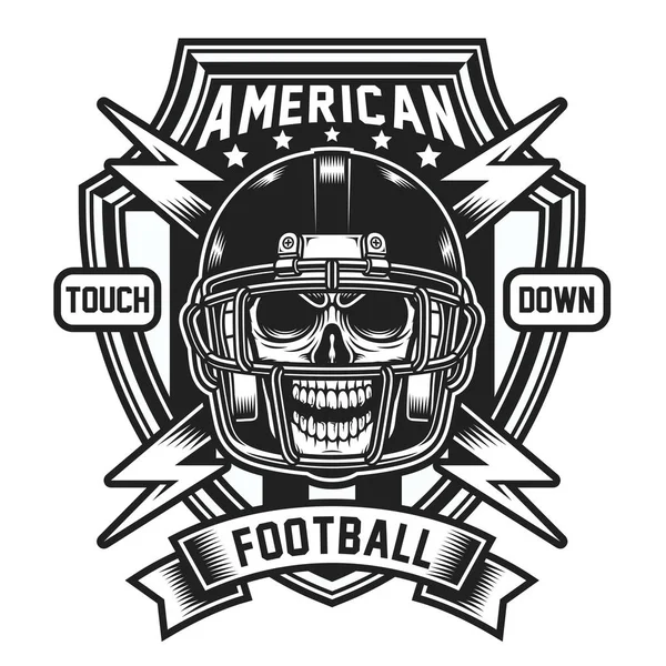 American Football Schedel Embleem Geïsoleerd Wit — Stockvector