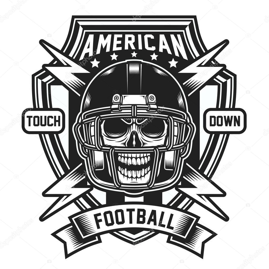 American Football Skull Emblem Isolated on White