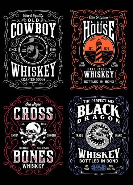 Vintage Whiskey Etiqueta Shirt Graphic Collection — Archivo Imágenes Vectoriales