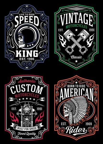 Vintage motosiklet T-shirt grafik toplama 