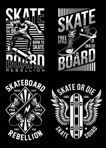 Skateboard Shirt Collezione Disegni — Vettoriale Stock