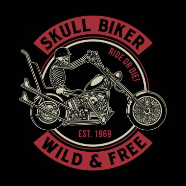 Vintage Kafatası Biker Vektör İllüstrasyon