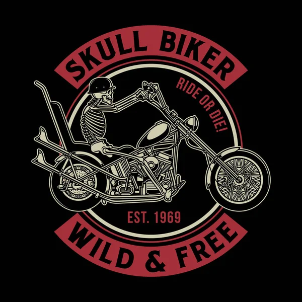 Vintage Skull Biker Vector Ilustración — Vector de stock