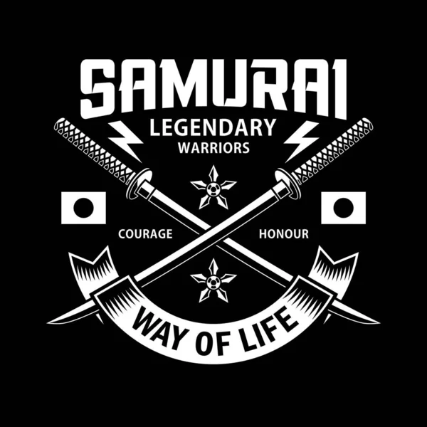 Çapraz Katana Samuray Kılıçları Siyah Üzerinde