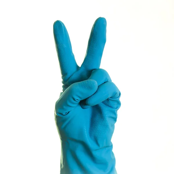 Χέρι Γάντι Μπλε Λευκό Φόντο Απομονωμένο — Φωτογραφία Αρχείου
