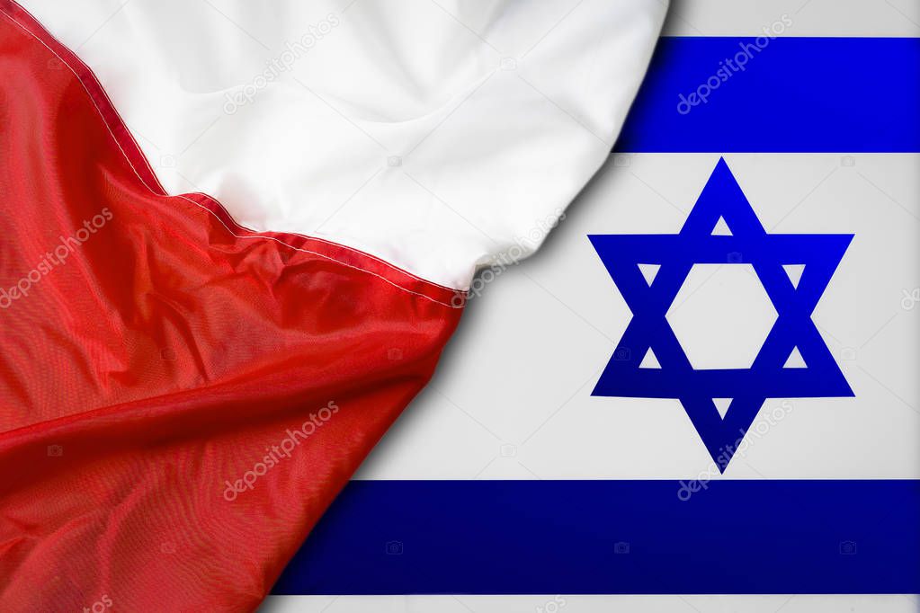 Poland and Israel. Israeli and Polish flags