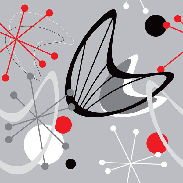 1950s mid century modern vintage retro atomic seamless background pattern. Fully editable vector illustration for web and print.