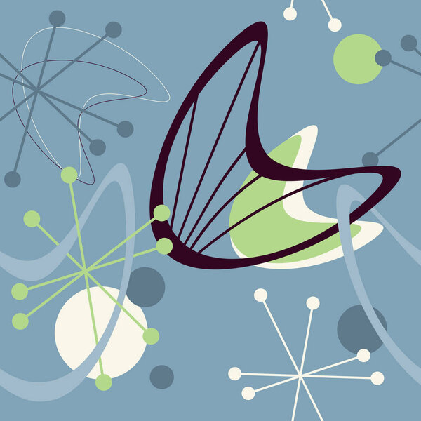 1950s mid century modern vintage retro atomic seamless background pattern. Fully editable vector illustration for web and print.