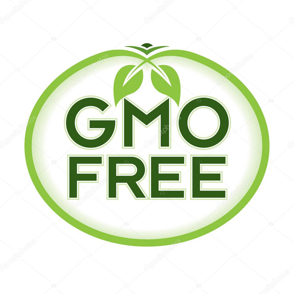GMO Free Logo. Graphic Oval Typographic Icon. Fully editable vector illustration design for web, print and food packaging.