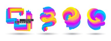 soyut renkli afiş kümesi