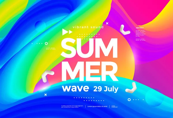 Elektronische Musik Fest Summer Wave Plakatgestaltung — Stockvektor