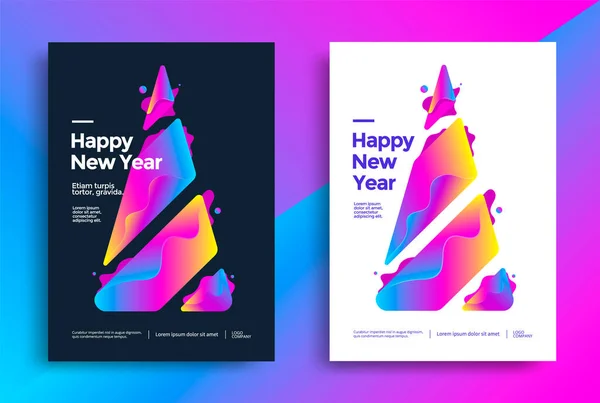 Tarjeta de felicitación de Año Nuevo con árbol de Navidad — Vector de stock