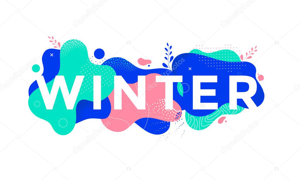 Winter banner design with abstract geometric shape