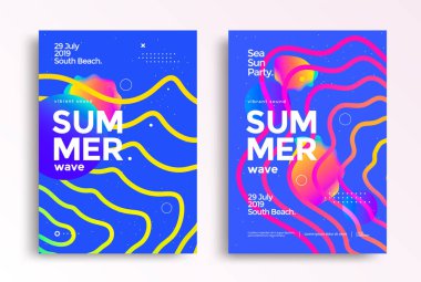 Elektronik müzik festivali yaz dalgası parti posteri