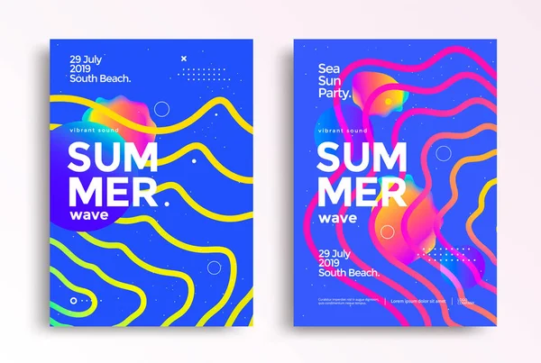 Elektronik müzik festivali yaz dalgası parti posteri